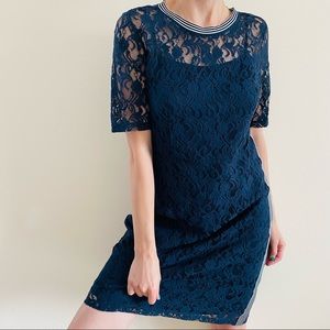 NWT Hope & Harlow lace navy midi dress